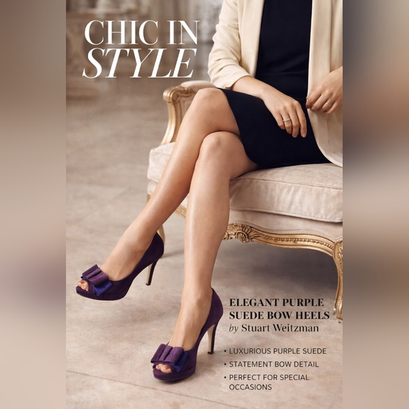 Stuart Weitzman Shoes - Stunning Purple Suede Bow Heels by Stuart Weitzman – Elegant Statement Pumps